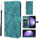 For Samsung Galaxy S23 FE 5G Skin Feel Geometric Lines Leather Phone Case(Green) - 1