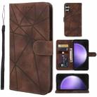 For Samsung Galaxy S23 FE 5G Skin Feel Geometric Lines Leather Phone Case(Brown) - 1