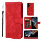 For Samsung Galaxy S23 Ultra 5G Skin Feel Geometric Lines Leather Phone Case(Red) - 1