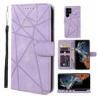 For Samsung Galaxy S23 Ultra 5G Skin Feel Geometric Lines Leather Phone Case(Purple) - 1