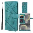 For Samsung Galaxy S24+ 5G Skin Feel Geometric Lines Leather Phone Case(Green) - 1