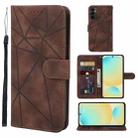 For Samsung Galaxy S24 FE 5G Skin Feel Geometric Lines Leather Phone Case(Brown) - 1