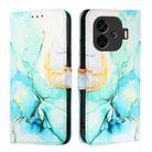 For vivo iQOO Z9 / iQOO Z9 Turbo PT003 Marble Pattern Flip Leather Phone Case(Green) - 2