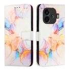 For vivo iQOO Z9 / iQOO Z9 Turbo PT003 Marble Pattern Flip Leather Phone Case(Marble White) - 2