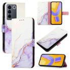 For vivo V27 / V27 Pro 5G Global PT003 Marble Pattern Flip Leather Phone Case(White Purple) - 1