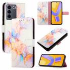 For vivo V27e 4G / T2 4G Global PT003 Marble Pattern Flip Leather Phone Case(Marble White) - 1