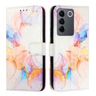 For vivo V27e 4G / T2 4G Global PT003 Marble Pattern Flip Leather Phone Case(Marble White) - 2