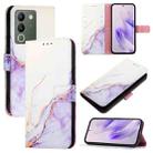 For vivo V29e 5G Global / Y200 5G Global PT003 Marble Pattern Flip Leather Phone Case(White Purple) - 1