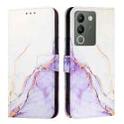 For vivo V29e 5G Global / Y200 5G Global PT003 Marble Pattern Flip Leather Phone Case(White Purple) - 2