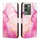 For vivo V30 Lite 5G Global PT003 Marble Pattern Flip Leather Phone Case(Pink Purple Gold) - 2