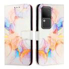 For vivo V30 / V30 Pro 5G Global PT003 Marble Pattern Flip Leather Phone Case(Marble White) - 2