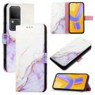 For vivo V30 / V30 Pro 5G Global PT003 Marble Pattern Flip Leather Phone Case(White Purple) - 1