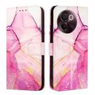 For vivo V30e 5G Global PT003 Marble Pattern Flip Leather Phone Case(Pink Purple Gold) - 2