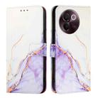 For vivo V30e 5G Global PT003 Marble Pattern Flip Leather Phone Case(White Purple) - 2