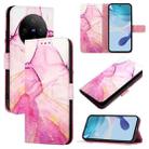 For vivo X100 PT003 Marble Pattern Flip Leather Phone Case(Pink Purple Gold) - 1