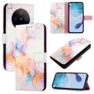 For vivo X100 PT003 Marble Pattern Flip Leather Phone Case(Marble White) - 1