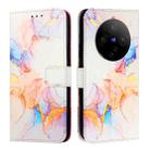 For vivo X100 PT003 Marble Pattern Flip Leather Phone Case(Marble White) - 2