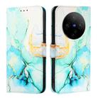 For vivo X100 PT003 Marble Pattern Flip Leather Phone Case(Green) - 2