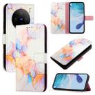 For vivo X100s PT003 Marble Pattern Flip Leather Phone Case(Marble White) - 1