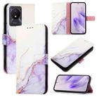 For vivo Y02A / Y02 / Y11 2023 / Y02t PT003 Marble Pattern Flip Leather Phone Case(White Purple) - 1