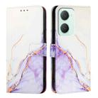 For vivo Y03 4G Global PT003 Marble Pattern Flip Leather Phone Case(White Purple) - 2