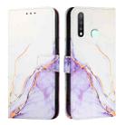 For vivo Y19 / U3 / Y5s / Z5i / U20 PT003 Marble Pattern Flip Leather Phone Case(White Purple) - 2