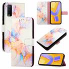 For vivo Y30 4G Global PT003 Marble Pattern Flip Leather Phone Case(Marble White) - 1