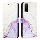 For vivo Y30 4G Global PT003 Marble Pattern Flip Leather Phone Case(White Purple) - 2