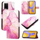 For vivo Y33s 4G Global / Y21 2021 / Y21s PT003 Marble Pattern Flip Leather Phone Case(Pink Purple Gold) - 1