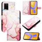 For vivo Y33s 4G Global / Y21 2021 / Y21s PT003 Marble Pattern Flip Leather Phone Case(Rose Gold) - 1