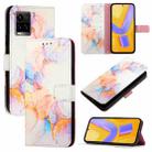 For vivo Y33s 4G Global / Y21 2021 / Y21s PT003 Marble Pattern Flip Leather Phone Case(Marble White) - 1