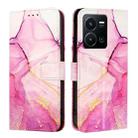 For vivo Y35 4G / Y22s 4G / Y22 4G Global PT003 Marble Pattern Flip Leather Phone Case(Pink Purple Gold) - 2