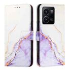 For vivo Y35 4G / Y22s 4G / Y22 4G Global PT003 Marble Pattern Flip Leather Phone Case(White Purple) - 2