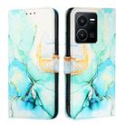 For vivo Y35 4G / Y22s 4G / Y22 4G Global PT003 Marble Pattern Flip Leather Phone Case(Green) - 2