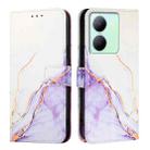 For vivo Y27 5G / Y27s 4G Global PT003 Marble Pattern Flip Leather Phone Case(White Purple) - 2