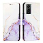 For vivo Y55s 5G 2023 / Y55 5G / Y75 5G PT003 Marble Pattern Flip Leather Phone Case(White Purple) - 2