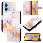 For vivo Y56 5G / Y16 4G / Y02s 4G PT003 Marble Pattern Flip Leather Phone Case(Marble White) - 1