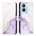 For vivo Y56 5G / Y16 4G / Y02s 4G PT003 Marble Pattern Flip Leather Phone Case(White Purple) - 2