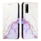 For vivo Y70s PT003 Marble Pattern Flip Leather Phone Case(White Purple) - 2