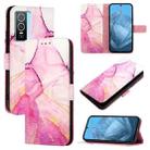 For vivo Y76 5G PT003 Marble Pattern Flip Leather Phone Case(Pink Purple Gold) - 1