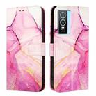 For vivo Y76 5G PT003 Marble Pattern Flip Leather Phone Case(Pink Purple Gold) - 2