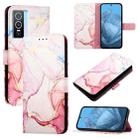 For vivo Y76 5G PT003 Marble Pattern Flip Leather Phone Case(Rose Gold) - 1