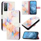 For vivo Y76 5G PT003 Marble Pattern Flip Leather Phone Case(Marble White) - 1