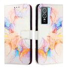 For vivo Y76 5G PT003 Marble Pattern Flip Leather Phone Case(Marble White) - 2