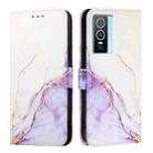 For vivo Y76 5G PT003 Marble Pattern Flip Leather Phone Case(White Purple) - 2