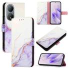 For vivo Y100 5G Global PT003 Marble Pattern Flip Leather Phone Case(White Purple) - 1