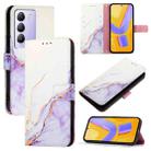 For vivo Y100 IDN / Y200e PT003 Marble Pattern Flip Leather Phone Case(White Purple) - 1