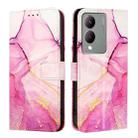 For vivoy Y17s 4G Global / Y17s 5G India PT003 Marble Pattern Flip Leather Phone Case(Pink Purple Gold) - 2