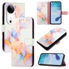 For vivo S19 PT003 Marble Pattern Flip Leather Phone Case(Marble White) - 1