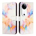 For vivo S19 PT003 Marble Pattern Flip Leather Phone Case(Marble White) - 2